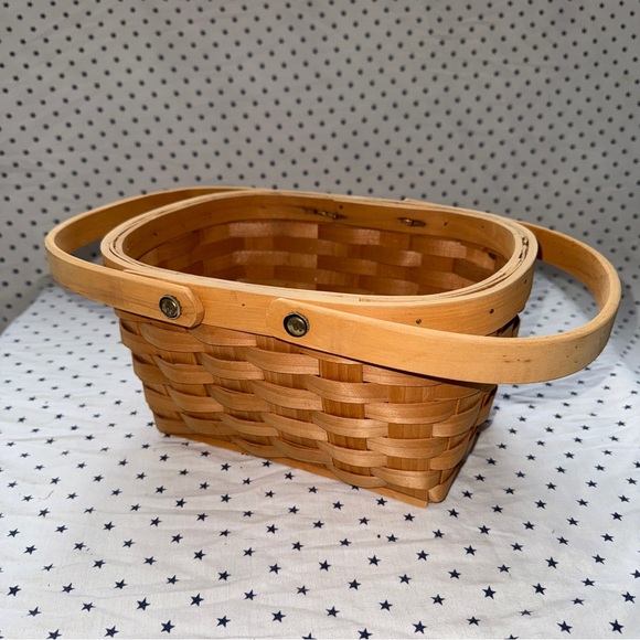 Vintage Woven Oblong Handled Gathering / Gardening / Herbs / Flower Basket EUC - Picture 13 of 17